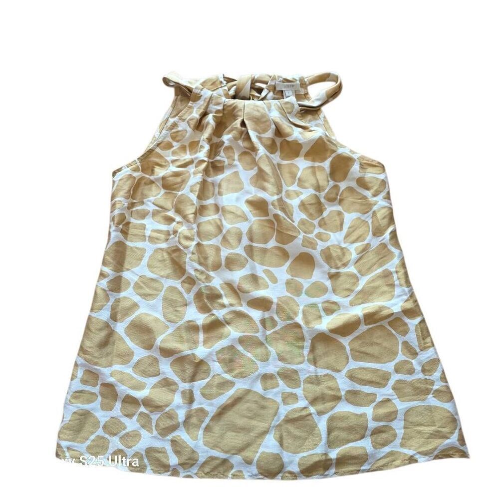 J crew womens Sz 2 100% silk hayworth Giraffe cami tank top blouse golden beige - Picture 3 of 7